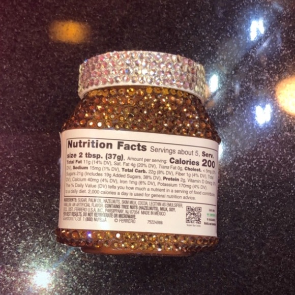 ๐NEW FRESH SEALED RHINESTONE CRYSTAL BLING BEDAZZLED NUTELLA CHOCOLATE SPREAD - Picture 6 of 8